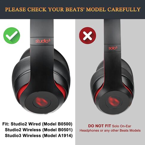 Earpads for Beats Studio 3 & Studio 2 Over-Ear Headphones - Black | Do Not Fit Beats (Studio Pro, Monster Studio, Solo On-Ear) in Kuwait