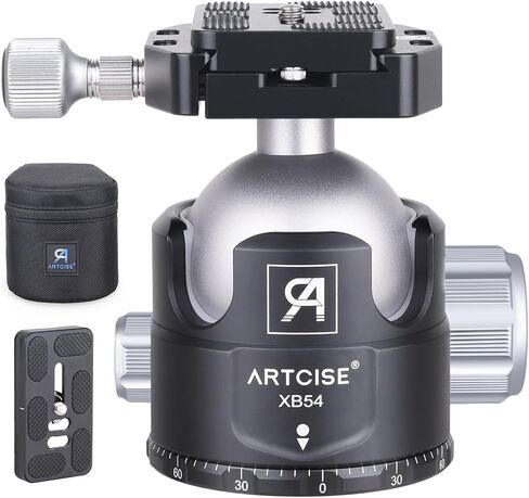 54mm Low Profile Tripod Head with 2 Arca Swiss Quick Release Plates Professional Heavy Duty Metal 360 Rotating Panoramic Ball Head for DSLR Camera Camcorder Max Loading 77.2lbs/35kg in Saudi Arabia