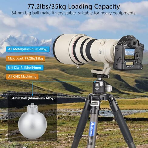 54mm Low Profile Tripod Head with 2 Arca Swiss Quick Release Plates Professional Heavy Duty Metal 360 Rotating Panoramic Ball Head for DSLR Camera Camcorder Max Loading 77.2lbs/35kg in Saudi Arabia