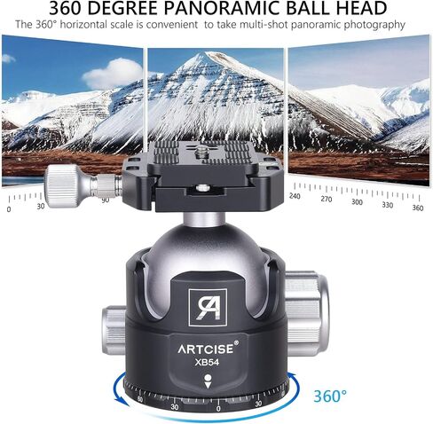 54mm Low Profile Tripod Head with 2 Arca Swiss Quick Release Plates Professional Heavy Duty Metal 360 Rotating Panoramic Ball Head for DSLR Camera Camcorder Max Loading 77.2lbs/35kg in Saudi Arabia
