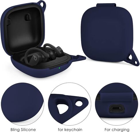 غطاء حافظة VISOOM Bling Powerbeats Pro، غطاء حماية لطيف من السيليكون Powerbeats Pro للنساء والفتيات مع سلسلة مفاتيح لامعة لحافظة Powerbeats Pro الواقية (ذهبي وردي) in Kuwait