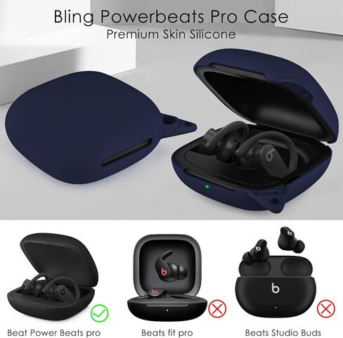 غطاء حافظة VISOOM Bling Powerbeats Pro، غطاء حماية لطيف من السيليكون Powerbeats Pro للنساء والفتيات مع سلسلة مفاتيح لامعة لحافظة Powerbeats Pro الواقية (ذهبي وردي) in Kuwait