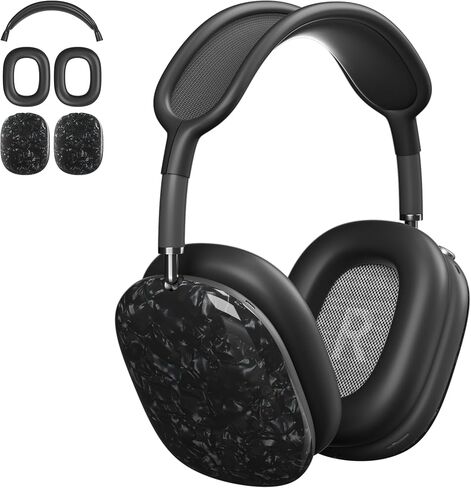 TPU Case Cover for AirPods Max Headphones, Matte Black Carbon Fiber Texture in Kuwait