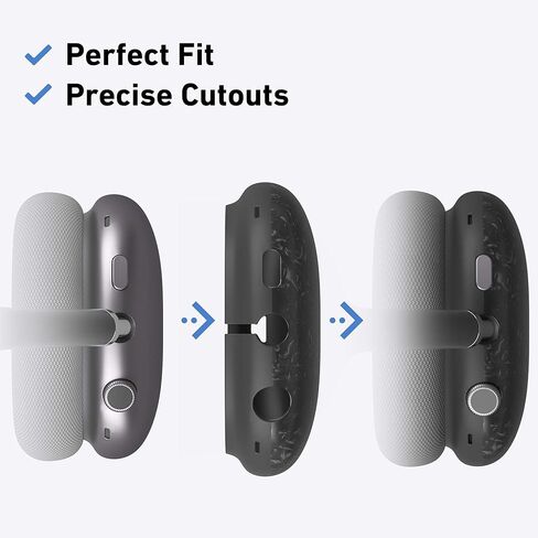 TPU Case Cover for AirPods Max Headphones, Matte Black Carbon Fiber Texture in Kuwait