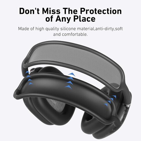 TPU Case Cover for AirPods Max Headphones, Matte Black Carbon Fiber Texture in Kuwait
