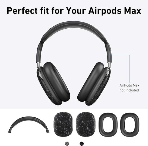 TPU Case Cover for AirPods Max Headphones, Matte Black Carbon Fiber Texture in Kuwait