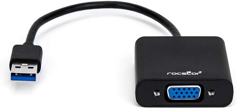 Rocstor Premium USB to VGA Adapter – USB 3.0 to VGA external USB Video Graphics Adapter for PC and Mac- Resolutions Up to 1920x1200 1080P- 1X USB 3.0 Type A Male, 1 X VGA Female – 6" - black - Compatible with PC or Mac USB Graphics Card Adapter in Saudi Arabia