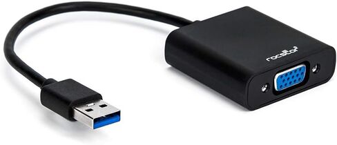 Rocstor Premium USB to VGA Adapter – USB 3.0 to VGA external USB Video Graphics Adapter for PC and Mac- Resolutions Up to 1920x1200 1080P- 1X USB 3.0 Type A Male, 1 X VGA Female – 6" - black - Compatible with PC or Mac USB Graphics Card Adapter in Saudi Arabia