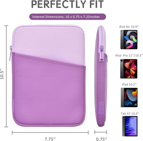 QUESTON Tablet Neoprene Sleeve Case Fits 10.9" New iPad 2022/iPad Air/11 iPad Pro/iPad Pro Air/Surface Go/Samsung Galaxy Tab A7, Fits Apple Smart Keyboard in Kuwait