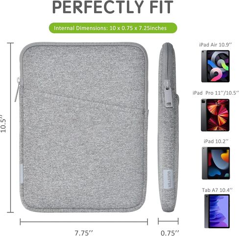 QUESTON Tablet Neoprene Sleeve Case Fits 10.9" New iPad 2022/iPad Air/11 iPad Pro/iPad Pro Air/Surface Go/Samsung Galaxy Tab A7, Fits Apple Smart Keyboard in Kuwait