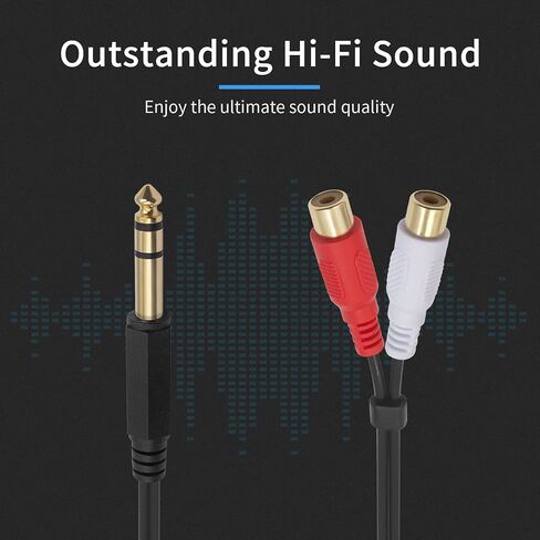 كابل محول Poyiccot RCA إلى 1/4، 6.35 مم 1/4 بوصة TRS إلى كابل صوت RCA ملفوف زنبركي 6.35 مم مقبس استريو إلى كابل إدخال RCA مزدوج Y مقسم RCA إلى 1/4 كابل قطع ستيريو، 2.6 قدم in Kuwait