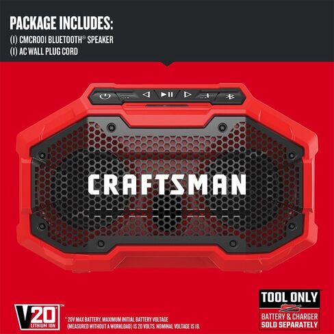 Craftsman V20 Bluetooth Speaker with Lithium Ion Battery, 2.0-Amp Hour, Charger Sold Separately (CMCR001B & CMCB202) in Saudi Arabia