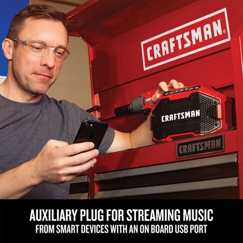 Craftsman V20 Bluetooth Speaker with Lithium Ion Battery, 2.0-Amp Hour, Charger Sold Separately (CMCR001B & CMCB202) in Saudi Arabia