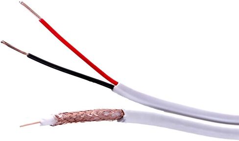 Five Star Cable 500 ft. RG59 Siamese CCTV Combo Coaxial Cable - 20AWG RG59 Video + 18/2 18AWG Power for Surviellance Security System (500 Ft, White) in Kuwait