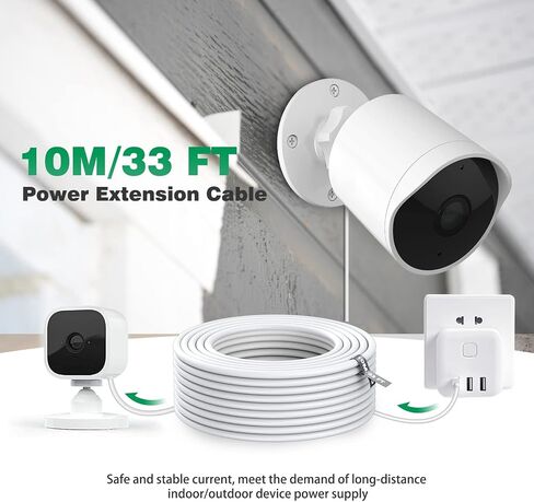 10m/ 33FT Micro USB Power Extension Cable Compatible with Wyze Cam V3, Wyze Cam Outdoor, Blink Camera, Kasa, Arlo Essential, Eufy, Yi, Nest Cam Indoor, Power Charging Cord for Home Security Camera in Saudi Arabia