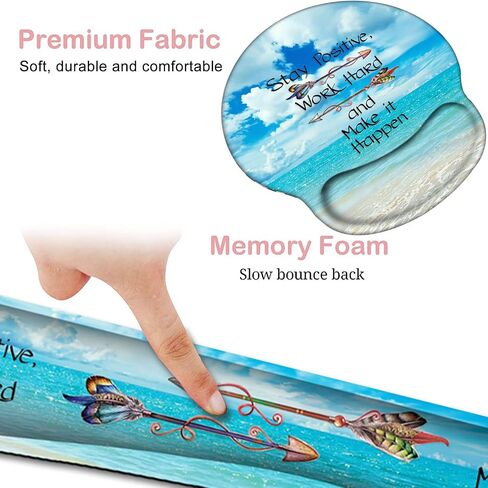 Keyboard Wrist Rest and Mouse Pad with Wrist Support, Ergonomic Gel Mouse Pad Coaster , Easy Typing Pain Relief, Memory Foam Keyboard Mousepad Set,Stay Positive Work Hard Make It Happen in Kuwait