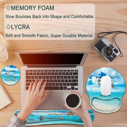 Keyboard Wrist Rest and Mouse Pad with Wrist Support, Ergonomic Gel Mouse Pad Coaster , Easy Typing Pain Relief, Memory Foam Keyboard Mousepad Set,Stay Positive Work Hard Make It Happen in Kuwait