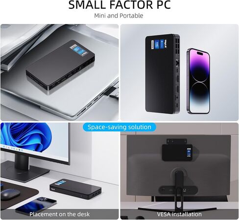 MeLE Overclock4C Mini PC Windows 11 Pro Micro PC Alder Lake N95(4C/4T، حتى 3.4 جيجا هرتز، TDP 15W) 32 جيجابايت DDR4 512 جيجابايت ROM أجهزة كمبيوتر مكتبية صغيرة مع 2 X HDMI 4K@60 هرتز، USB-C، WiFi 6، BT5.2 ، حامل VESA in Kuwait