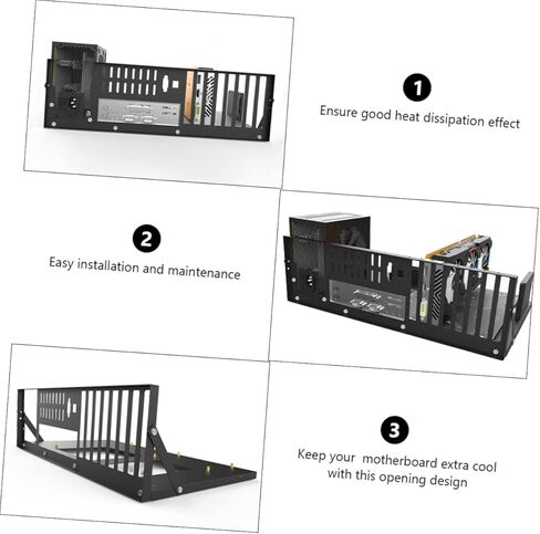 حامل لوحة ام للكمبيوتر من كيه جيه اتش بي في، حامل لوحة ام للكمبيوتر، رف لوحة ام معدني لجهاز تعدين البيتكوين، حافظة لجهاز تعدين العملات الرقمية، دعامة معدنية من الستيل بلون اسود in Kuwait