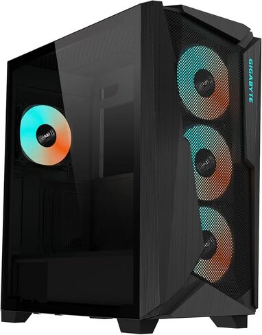 GIGABYTE C301 Glass White - White Mid Tower PC Gaming Case, Tempered Glass, USB Type-C, 4X ARBG Fans Included (GB-C301GW) in Saudi Arabia