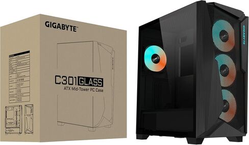 GIGABYTE C301 Glass White - White Mid Tower PC Gaming Case, Tempered Glass, USB Type-C, 4X ARBG Fans Included (GB-C301GW) in Saudi Arabia