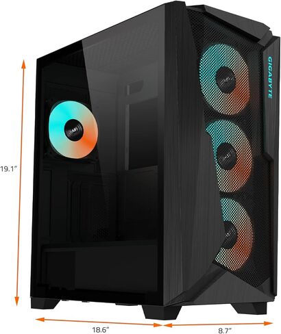 GIGABYTE C301 Glass White - White Mid Tower PC Gaming Case, Tempered Glass, USB Type-C, 4X ARBG Fans Included (GB-C301GW) in Saudi Arabia
