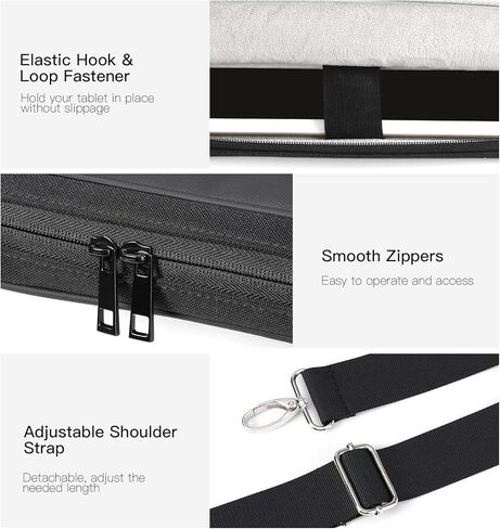 حقيبة حمل لجهاز iPad Pro 12.9 بوصة من Dadanism لجهاز iPad Pro 12.9 M2 الجيل السادس/الخامس/الرابع/الثالث، 12.4 بوصة Galaxy Tab S8+/S7 FE/S7+، 12.3 بوصة Surface Pro 7/6/5/4، مع حزام كتف وجيوب ، أسود in Kuwait