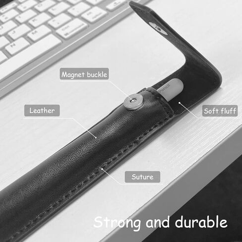 YINVA Pencil Holder Case Compatible with Apple Pencil 2nd Generation and 1st, PU Pencil Cover Accessories Designed for iPad Case and Stylus Pen (Black) in Kuwait