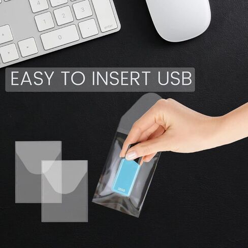 Professional USB Drive Adhesive Pockets | Transparent Self-Adhesive Storage Sleeves | Universal Flash Drive Holders | Stick-On Pouches for Organizing Tech Accessories | 10 Pack in Saudi Arabia