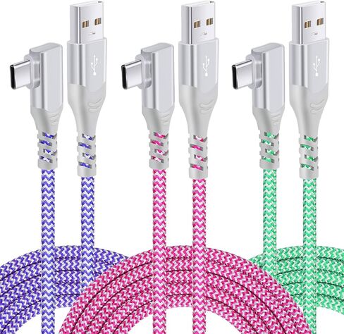 USB C Cable Fast Charging,3Pack 10ft Nylon Right Angle USB A to USB C Cable in Kuwait
