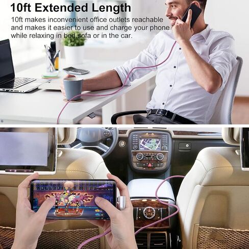 USB C Cable Fast Charging,3Pack 10ft Nylon Right Angle USB A to USB C Cable in Kuwait