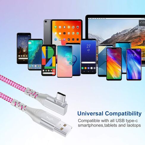 USB C Cable Fast Charging,3Pack 10ft Nylon Right Angle USB A to USB C Cable in Kuwait