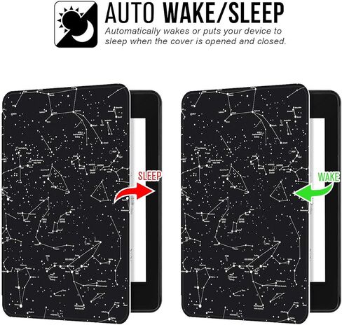 حافظة Ayotu مقاومة للماء لجهاز Kindle Paperwhite 2018 - غطاء ذكي من جلد البولي يوريثان مع خاصية التنبيه/النوم التلقائي - تناسب Amazon All Kindle Paperwhite من الجلد (الجيل العاشر - 2018)، K10 The Horscope in Kuwait