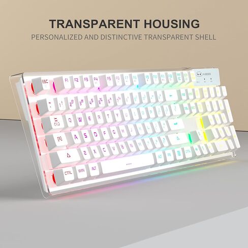 مجموعة لوحة مفاتيح وماوس لاسلكية للألعاب، لوحة مفاتيح MageGee V550 2.4G قابلة لإعادة الشحن بإضاءة خلفية RGB مع غطاء شفاف، لوحة مفاتيح كاملة الحجم مقاومة للماء وماوس LED 1600 نقطة في البوصة للكمبيوتر الشخصي/الكمبيوتر المحمول - أبيض in Kuwait