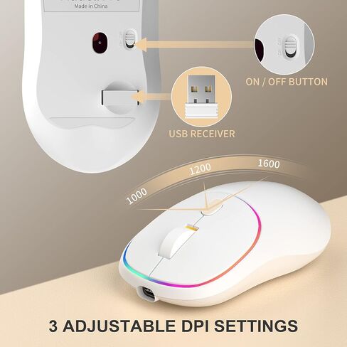 مجموعة لوحة مفاتيح وماوس لاسلكية للألعاب، لوحة مفاتيح MageGee V550 2.4G قابلة لإعادة الشحن بإضاءة خلفية RGB مع غطاء شفاف، لوحة مفاتيح كاملة الحجم مقاومة للماء وماوس LED 1600 نقطة في البوصة للكمبيوتر الشخصي/الكمبيوتر المحمول - أبيض in Kuwait