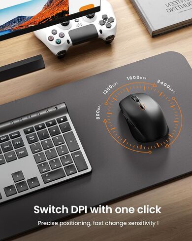 مجموعة لوحة مفاتيح وماوس لاسلكية، وضع مزدوج قابل لإعادة الشحن من Artciety (بلوتوث 5.0x2 + 2.4 جيجا) مجموعة لوحة مفاتيح وماوس كاملة الحجم، تصميم صامت فائق النحافة لجهاز Mac iPad iPhone Android Windows-أسود in Kuwait