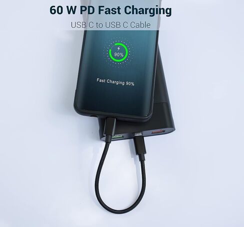 كابل SUMPK USB C إلى USB C 60W، [1.5FT 2-Pack] كابل شاحن PD من النوع C سلك شحن سريع متوافق مع MacBook Air وiPad Pro 2020/2018 وSamsung Galaxy S21/S21+/S20+ Ultra Note 20 وPixel 4/3 XL in Kuwait