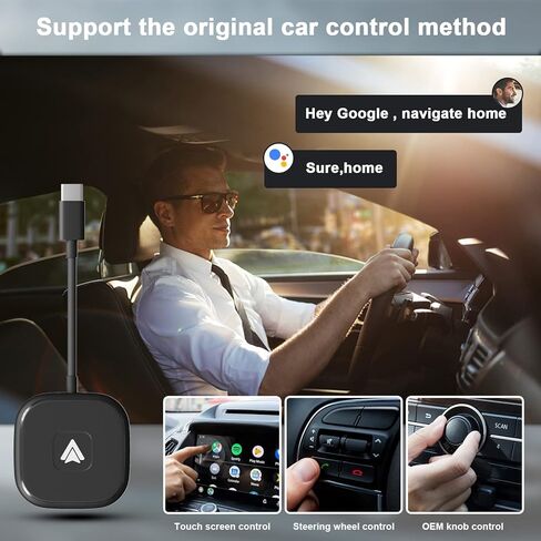 LXJADAP Wireless Android Auto Adapter,Android Wireless Car Dongle,2023 Upgraded Version,Suitable for All Cars Factory Wired Android Auto,Plug and Play,Low Latency,Easy to Install in Kuwait