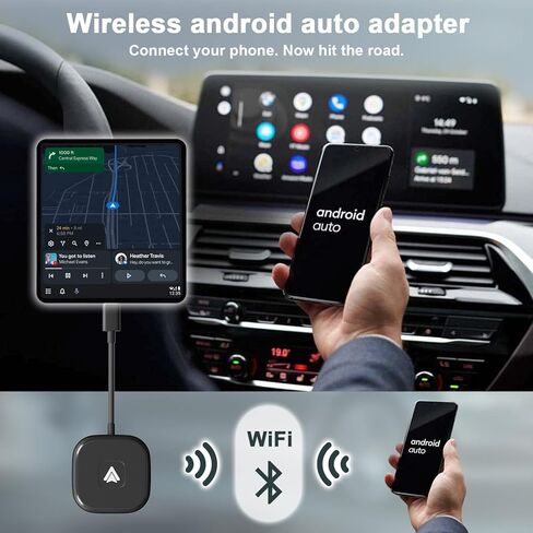 LXJADAP Wireless Android Auto Adapter,Android Wireless Car Dongle,2023 Upgraded Version,Suitable for All Cars Factory Wired Android Auto,Plug and Play,Low Latency,Easy to Install in Kuwait