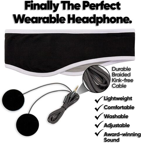سماعات النوم CozyPhones - سماعات رأس فوق الأذن من شبكة سلكية رفيعة للغاية للنوم الجانبي، والتأمل، والجري، والكمبيوتر المحمول، والهاتف - أزرق in Kuwait