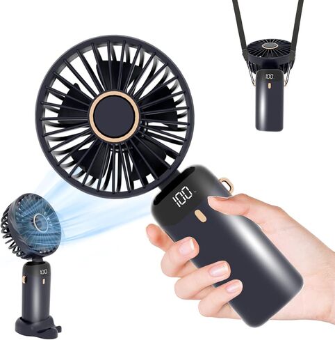 Jkjoy Portable Handheld Fan, Mini Handheld Fan, 4000mAh Rechargeable USB Foldable Fan,Hanging Neck Fan 90° Adjustable, Personal Small Desk Fan 5 Speed for Women Men Home Office Travel in Saudi Arabia