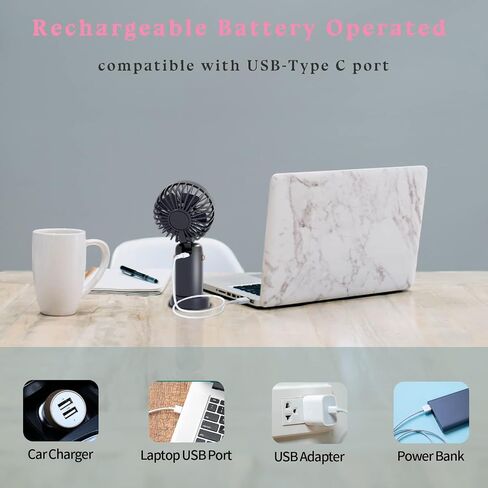 Jkjoy Portable Handheld Fan, Mini Handheld Fan, 4000mAh Rechargeable USB Foldable Fan,Hanging Neck Fan 90° Adjustable, Personal Small Desk Fan 5 Speed for Women Men Home Office Travel in Saudi Arabia