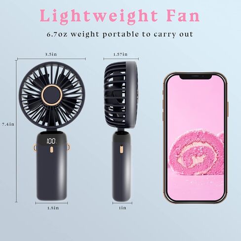 Jkjoy Portable Handheld Fan, Mini Handheld Fan, 4000mAh Rechargeable USB Foldable Fan,Hanging Neck Fan 90° Adjustable, Personal Small Desk Fan 5 Speed for Women Men Home Office Travel in Saudi Arabia