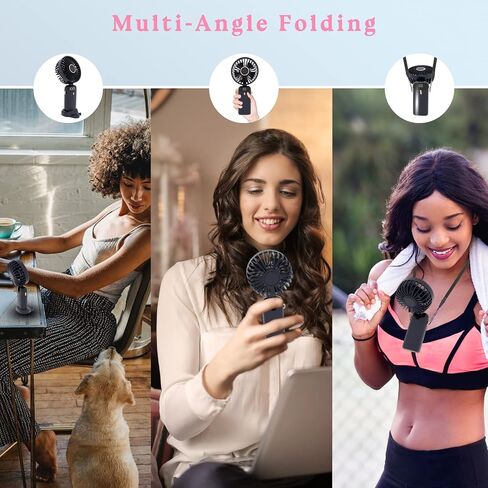 Jkjoy Portable Handheld Fan, Mini Handheld Fan, 4000mAh Rechargeable USB Foldable Fan,Hanging Neck Fan 90° Adjustable, Personal Small Desk Fan 5 Speed for Women Men Home Office Travel in Saudi Arabia