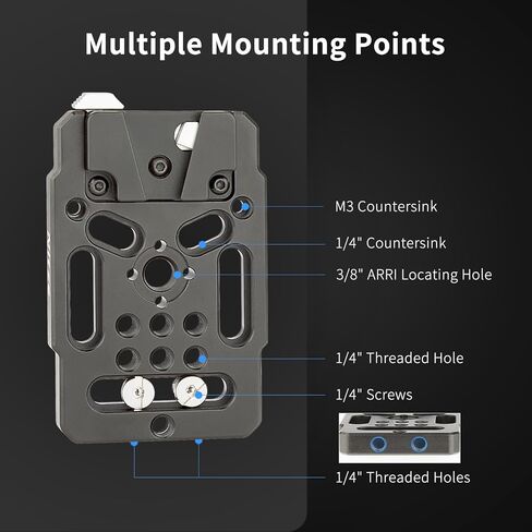 Nitze V Mount Plate، محول لوحة تركيب سريع للبطارية على شكل V مع براغي 1/4 بوصة وM3 - N21-A1 in Saudi Arabia
