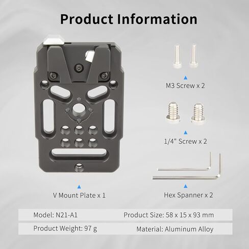 Nitze V Mount Plate، محول لوحة تركيب سريع للبطارية على شكل V مع براغي 1/4 بوصة وM3 - N21-A1 in Saudi Arabia