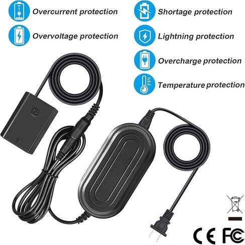 مجموعة محول طاقة تيار متردد لبطارية سوني الفا A7 III A6600 A7C A1 FX3 A7R3 A7R IV A7S III A9 A9R A9R A9S A9S استبدال بطارية BC-QZ1 من ان بي FZ100 in Kuwait