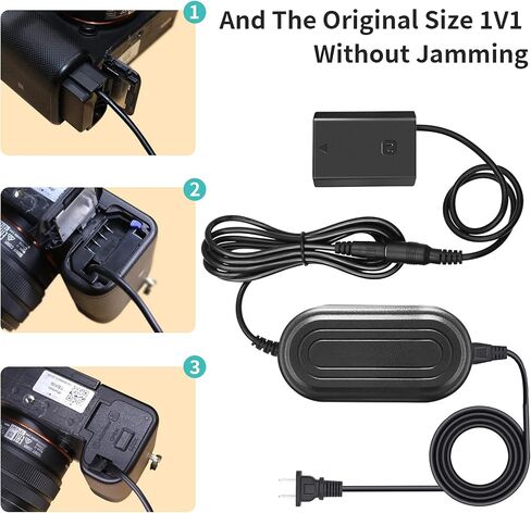 مجموعة محول طاقة تيار متردد لبطارية سوني الفا A7 III A6600 A7C A1 FX3 A7R3 A7R IV A7S III A9 A9R A9R A9S A9S استبدال بطارية BC-QZ1 من ان بي FZ100 in Kuwait