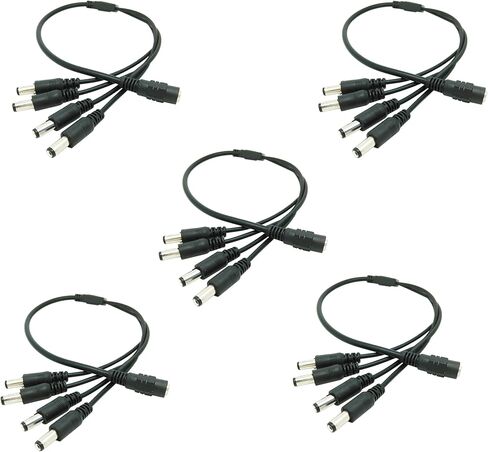 DC Power Splitter Security Camera Power Splitter 12V CCTV Power Cable (1 Female to 2 Male 5.5mm X 2.1mm, 5Pack) in Kuwait