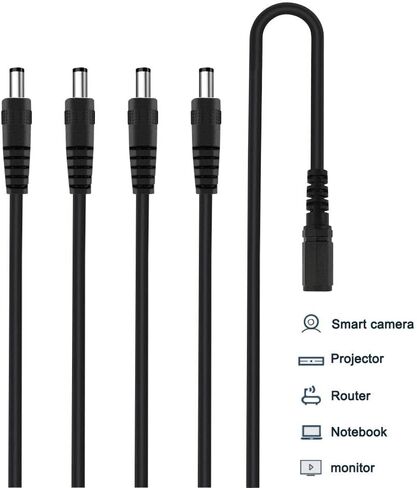 DC Power Splitter Security Camera Power Splitter 12V CCTV Power Cable (1 Female to 2 Male 5.5mm X 2.1mm, 5Pack) in Kuwait